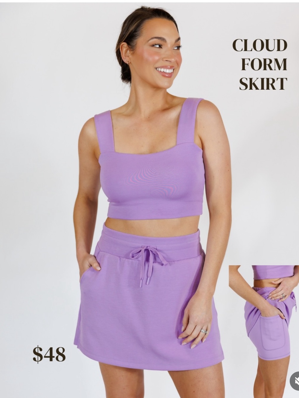 Salt Project Lilac Cloud Form Athletic Pickleball Tennis Skirt Skort New